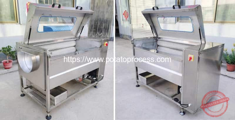 Brush-Type-Potato-Washing-Peeling-Machine-with-Cover